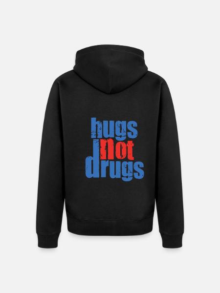Hugs instead of drugs - Unisex Premium Organic Zip Hoodie - black