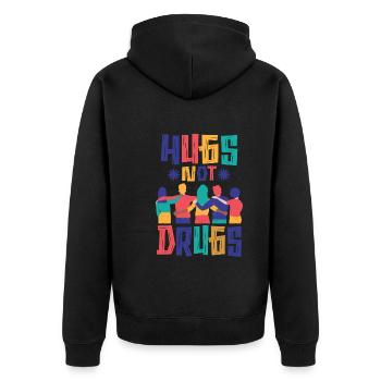 Umarmungen Statt Drogen - Unisex Premium Bio Zip Hoodie - Schwarz - Hinten - Nico (187cm)