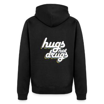 Hugs instead of drugs - Unisex Premium Organic Zip Hoodie - black - Back - Nico (187cm)