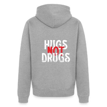 Umarmungen Statt Drogen - Unisex Premium Bio Zip Hoodie - Grau meliert - Hinten - Nico (187cm)