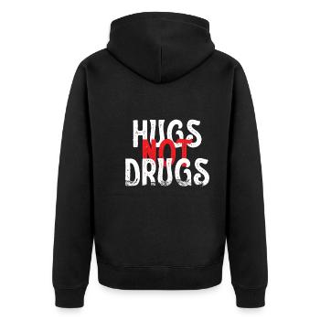 Hugs instead of drugs - Unisex Premium Organic Zip Hoodie - black - Back - Nico (187cm)