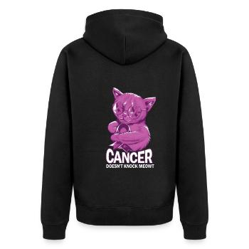 Cancer defeats testicular cancer - Unisex Premium Organic Zip Hoodie - black - Back - Nico (187cm)