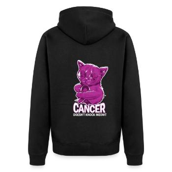 Cat Honors Cancer Caregiver - Unisex Premium Organic Zip Hoodie - black - Back - Nico (187cm)