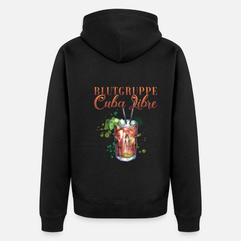 Blutgruppe Cuba Libre Cocktail Barkeeper - Unisex Premium Bio Zip Hoodie - Schwarz