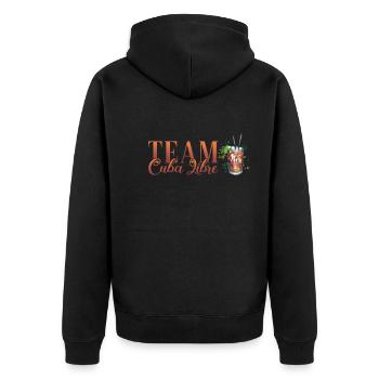 Team Cuba Libre Cocktail Barkeeper - Unisex Premium Bio Zip Hoodie - Schwarz - Hinten - Nico (187cm)