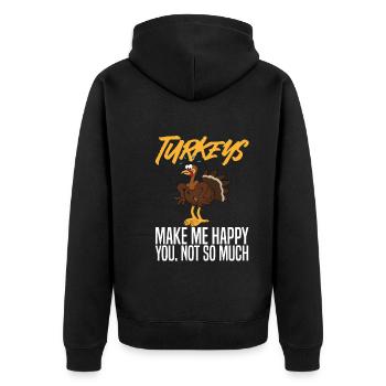 Thanksgiving Turkey - Unisex Premium Bio Zip Hoodie - Schwarz - Hinten - Nico (187cm)