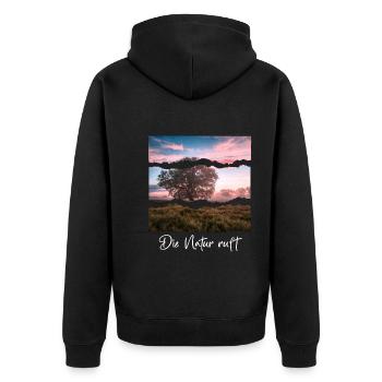 die natur ruft - Unisex Premium Bio Zip Hoodie - Schwarz - Hinten - Nico (187cm)