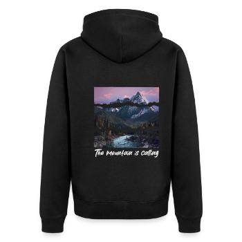 the mountain is calling - Unisex Premium Organic Zip Hoodie - black - Back - Nico (187cm)