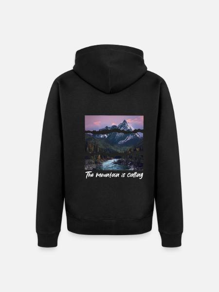 the mountain is calling - Unisex Premium Organic Zip Hoodie - black