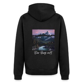 the mountain is calling - Unisex Premium Organic Zip Hoodie - black - Back - Nico (187cm)