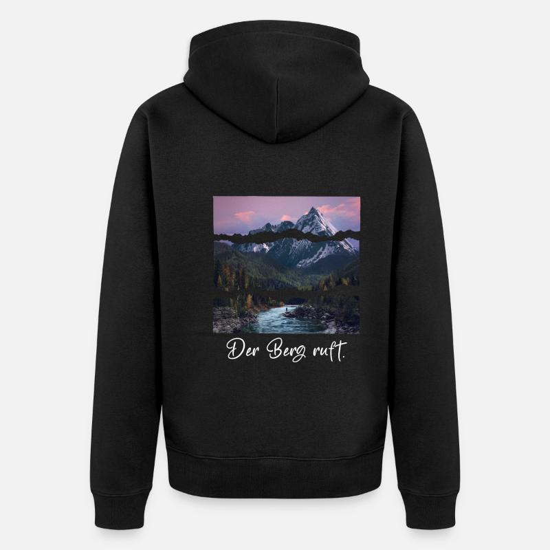 the mountain is calling - Unisex Premium Bio Zip Hoodie - Schwarz
