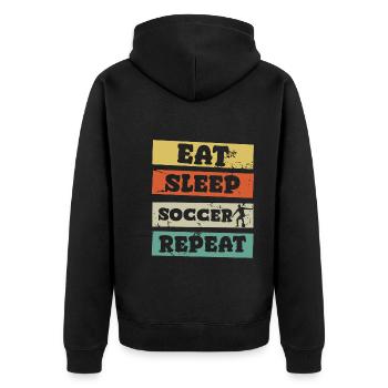 eat sleep soccer repeat - Unisex Premium Bio Zip Hoodie - Schwarz - Hinten - Nico (187cm)