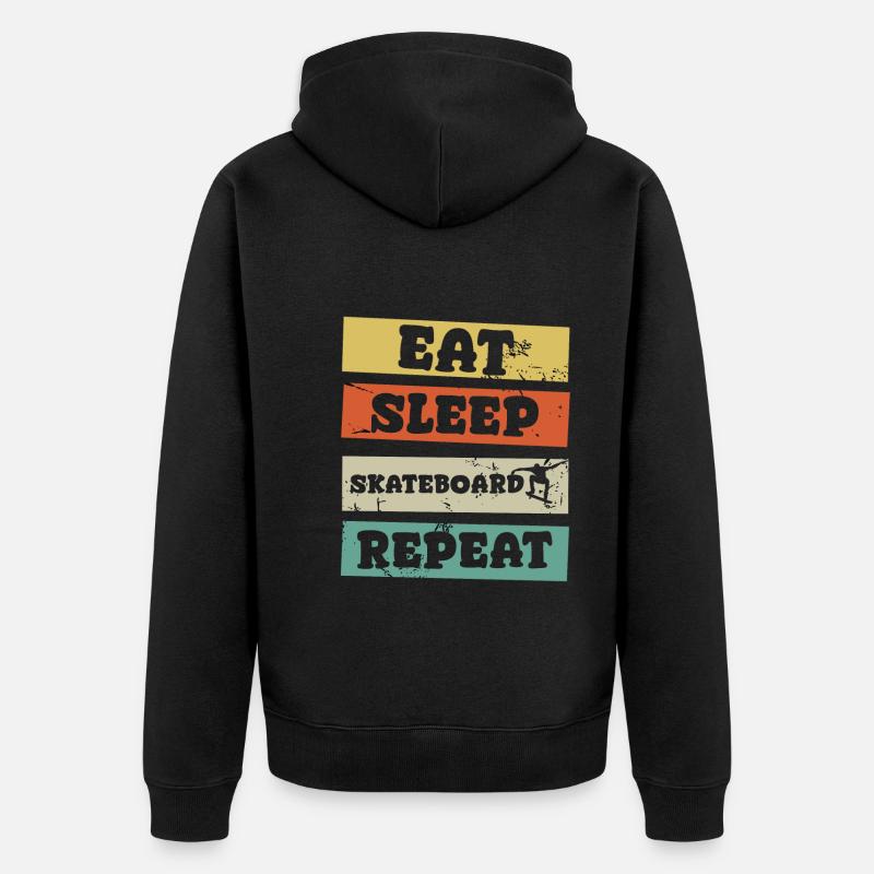 eat sleep skateboard repeat - Unisex Premium Bio Zip Hoodie - Schwarz