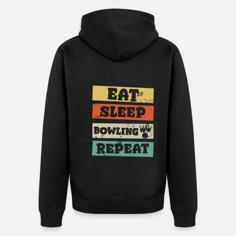 eat sleep bowling repeat - Unisex Premium Bio Zip Hoodie - Schwarz