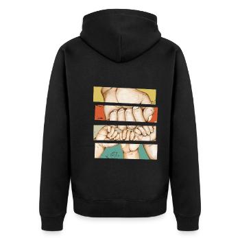 Mon papa et mes 3 enfants - Veste à capuche bio Premium Unisexe - noir - Dos - Nico (187cm)