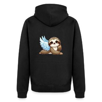 Ange paresseux mignon avec des ailes dans le style de dessin animé - Veste à capuche bio Premium Unisexe - noir - Dos - Nico (187cm)