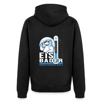 Eisbader Winterschwimmer Minusgrad Winterbaden - Unisex Premium Bio Zip Hoodie - Schwarz - Hinten - Nico (187cm)