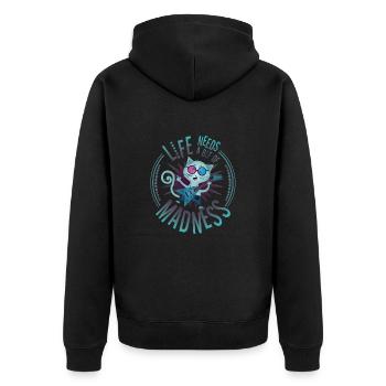 Life Needs a Bit Of Madness - Citation avec Chat - Veste à capuche bio Premium Unisexe - noir - Dos - Nico (187cm)