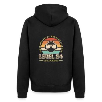 Level 24 - Unisex Premium Organic Zip Hoodie - black - Back - Nico (187cm)