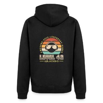 Level 42 - Unisex Premium Organic Zip Hoodie - black - Back - Nico (187cm)