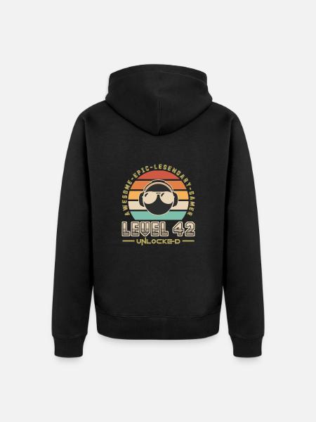 Level 42 - Unisex Premium Organic Zip Hoodie - black