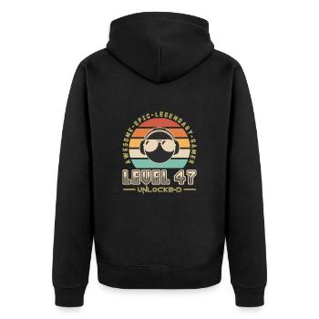Level 47 - Unisex Premium Organic Zip Hoodie - black - Back - Nico (187cm)