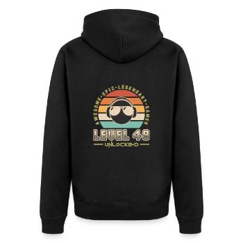 Level 49 - Unisex Premium Organic Zip Hoodie - black - Back - Nico (187cm)