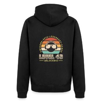Level 43 - Unisex Premium Organic Zip Hoodie - black - Back - Nico (187cm)