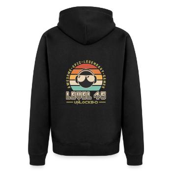 Level 45 - Unisex Premium Organic Zip Hoodie - black - Back - Nico (187cm)