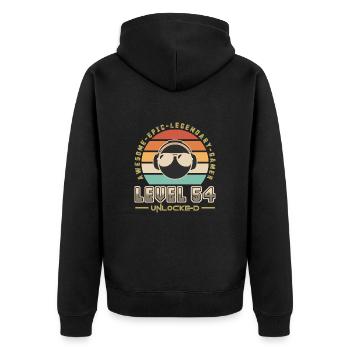 Level 54 - Unisex Premium Organic Zip Hoodie - black - Back - Nico (187cm)