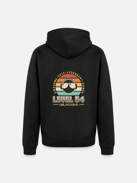 Level 54 - Unisex Premium Organic Zip Hoodie - black