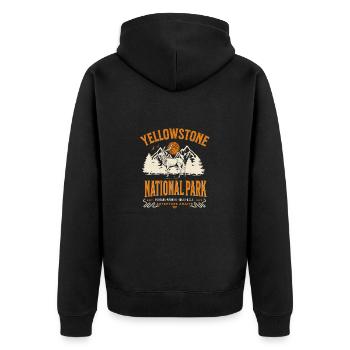 Landschaft des Yellowstone-Waldes - Unisex Premium Bio Zip Hoodie - Schwarz - Hinten - Nico (187cm)