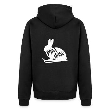 Papa Skihase Skifahrer Vater Hase Skifahren Ski - Unisex Premium Bio Zip Hoodie - Schwarz - Hinten - Nico (187cm)