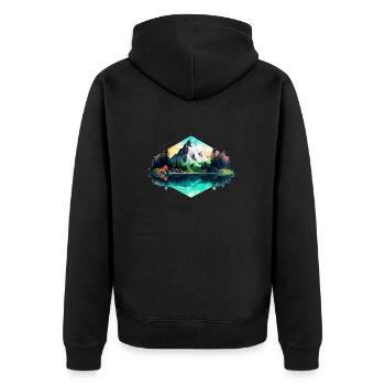 Beau paysage avec des montagnes, cadeau de randonnée - Veste à capuche bio Premium Unisexe - noir - Dos - Nico (187cm)