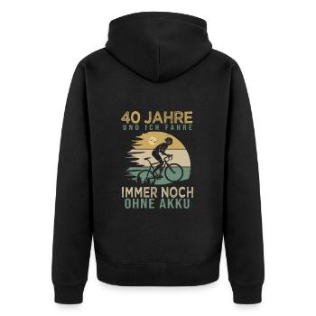 40 Jahre Geschenk Fahrrad 40 Geburtstag - Unisex Premium Bio Zip Hoodie - Schwarz - Hinten - Nico (187cm)