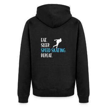 Eisschnelllauf Eissschnelllaufen Ice Speed Skating - Unisex Premium Bio Zip Hoodie - Schwarz - Hinten - Nico (187cm)