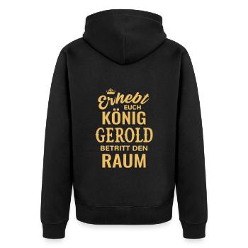 Gerold Geschenk Geburtstag lustig König Namenstag - Unisex Premium Bio Zip Hoodie - Schwarz - Hinten - Nico (187cm)