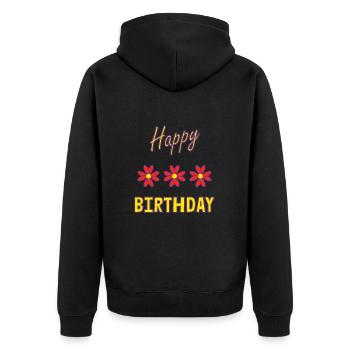 ALLES GUTE ZUM GEBURTSTAG. ALLES GUTE ZUM GEBURTSTAG. JAHRESTAG. - Unisex Premium Bio Zip Hoodie - Schwarz - Hinten - Nico (187cm)