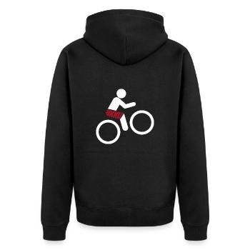 Fahrrad - ohne Akku - Muskeln - lustiger Spruch - Unisex Premium Bio Zip Hoodie - Schwarz - Hinten - Nico (187cm)