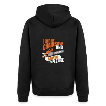 Drôle d’arboriste T-Shirt Arboriste Tronçonneuse - Veste à capuche bio Premium Unisexe - noir - Dos - Nico (187cm)