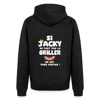 Jacky roi barbecue cadeau jacky fêtes - Veste à capuche bio Premium Unisexe - noir - Dos - Nico (187cm)