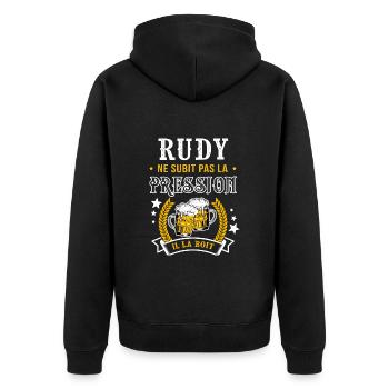 Rudy bière Rudycadeau rudy fêtes - Veste à capuche bio Premium Unisexe - noir - Dos - Nico (187cm)
