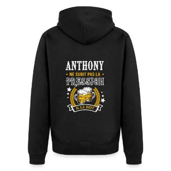 Anthony bière anthony cadeau anthony fêtes - Veste à capuche bio Premium Unisexe - noir - Dos - Nico (187cm)