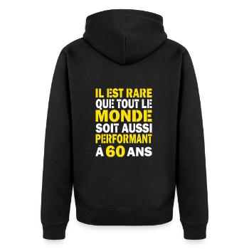60 ans performant cadeau d'anniversaire 60 ans - Veste à capuche bio Premium Unisexe - noir - Dos - Nico (187cm)