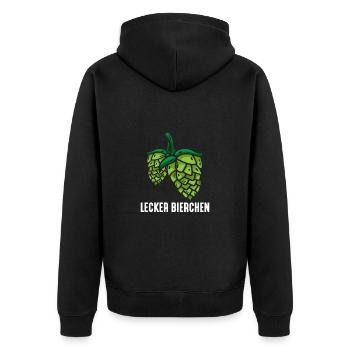 Lecker Bierchen Bierliebhaber Hopfen Bier - Unisex Premium Bio Zip Hoodie - Schwarz - Hinten - Nico (187cm)