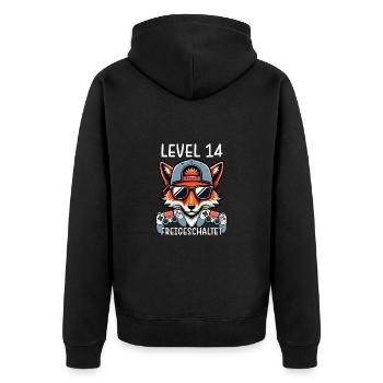 Level 14 Freigeschaltet Gamer Geburtstag Gaming - Unisex Premium Bio Zip Hoodie - Schwarz - Hinten - Nico (187cm)