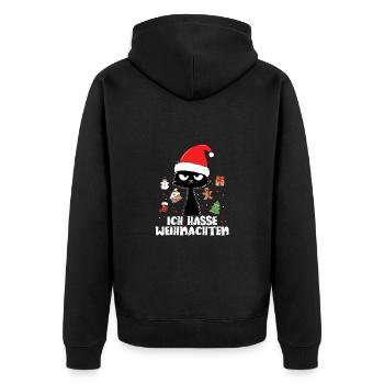 Ich Hasse Weihnachten Katze Weihnachtsgeschenk - Unisex Premium Bio Zip Hoodie - Schwarz - Hinten - Nico (187cm)