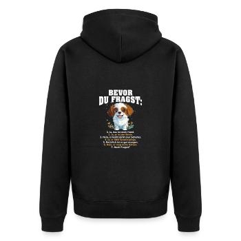Bevor Du Fragst Das Ist Mein Hund - Unisex Premium Bio Zip Hoodie - Schwarz - Hinten - Nico (187cm)