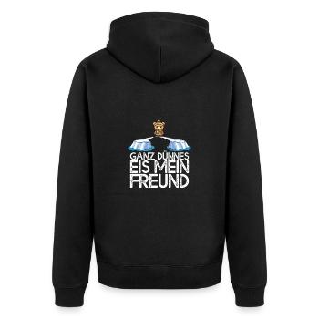 Ganz dünnes Eis mein Freund Teddybär Eisscholle - Unisex Premium Bio Zip Hoodie - Schwarz - Hinten - Nico (187cm)