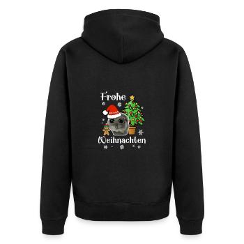 Frohe Weihnachten Hamster Weihnachtsdeko - Unisex Premium Bio Zip Hoodie - Schwarz - Hinten - Nico (187cm)